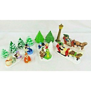 Lot of Vintage Christmas Village Accessories  Hand Painted 80s 90s
